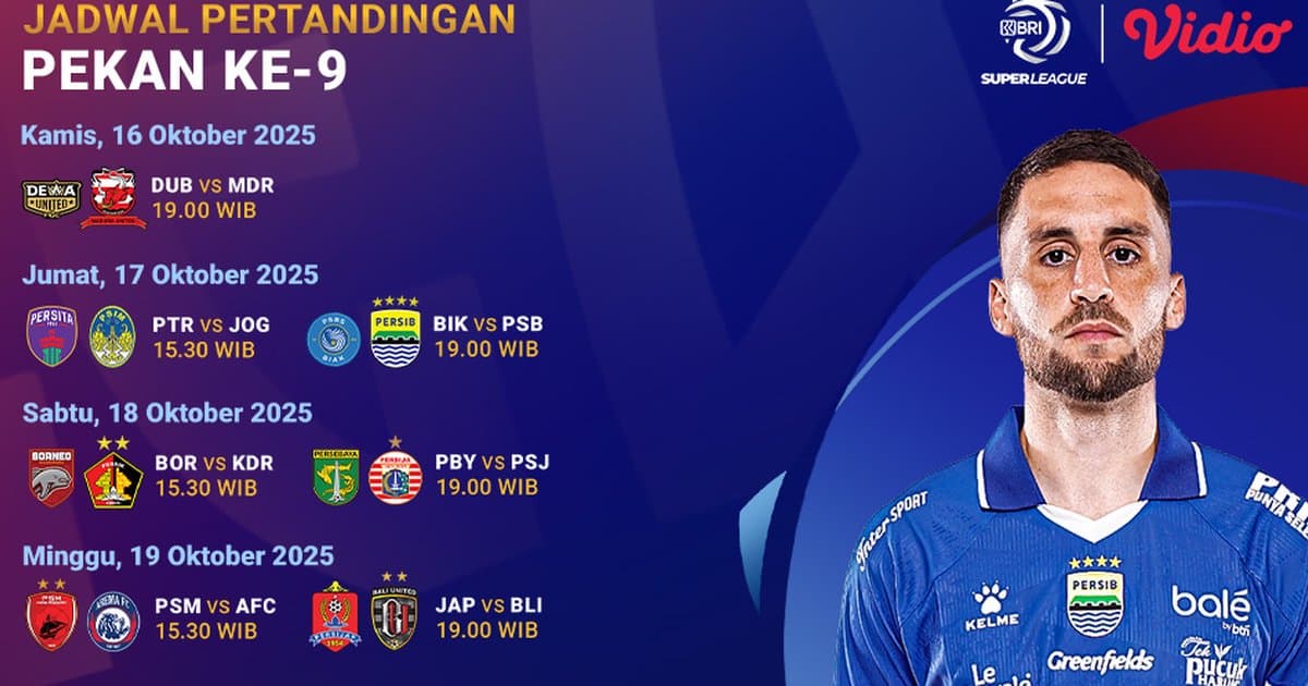 Jadwal BRI Liga 1 Pekan 9 2025/26: Tonton Seru di Vidio