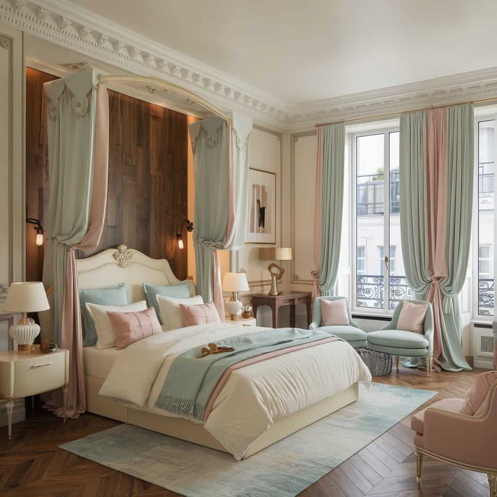 Parisian bedroom decor with Elegant Color Palette