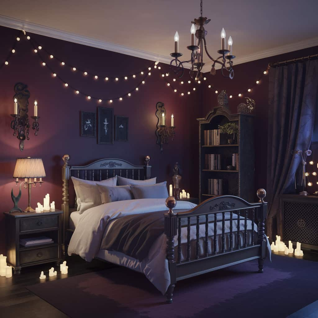 Witchy Bedroom Ideas with Mystical Lighting