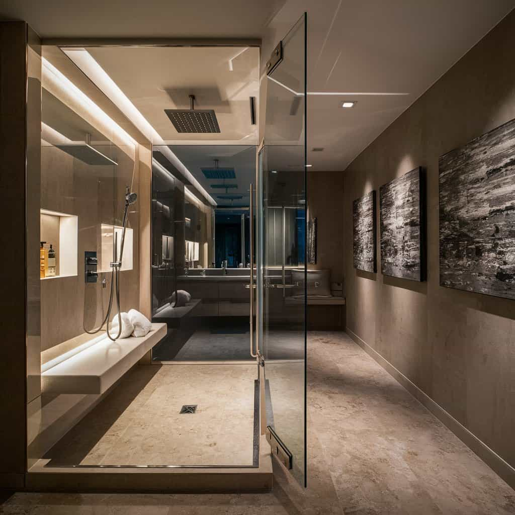 Modern Luxury Bathroom with Walk-In Showers