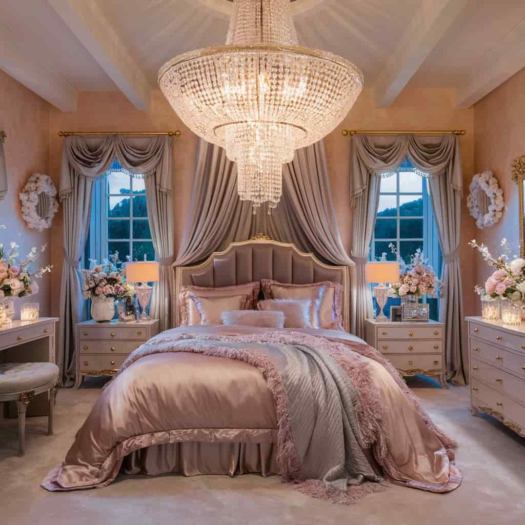 Glam Bedroom Decor with Statement Lighting