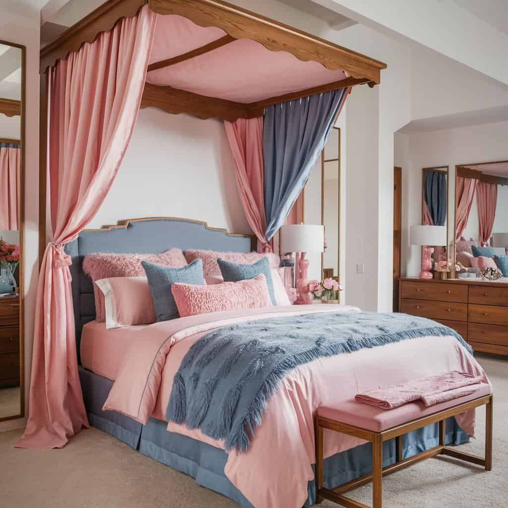 Pink and Blue Bedroom with Balance with Neutrals