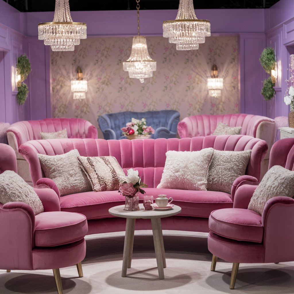 Girly Living Room with Plush Textures