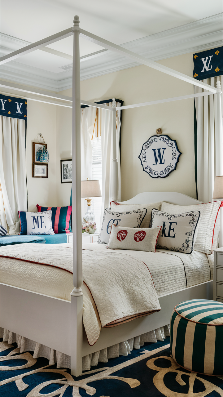 Preppy Bedroom Decor Ideas with Monograms