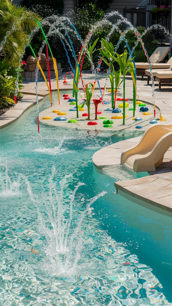 Lazy River Pool Backyard with Family Fun Zone