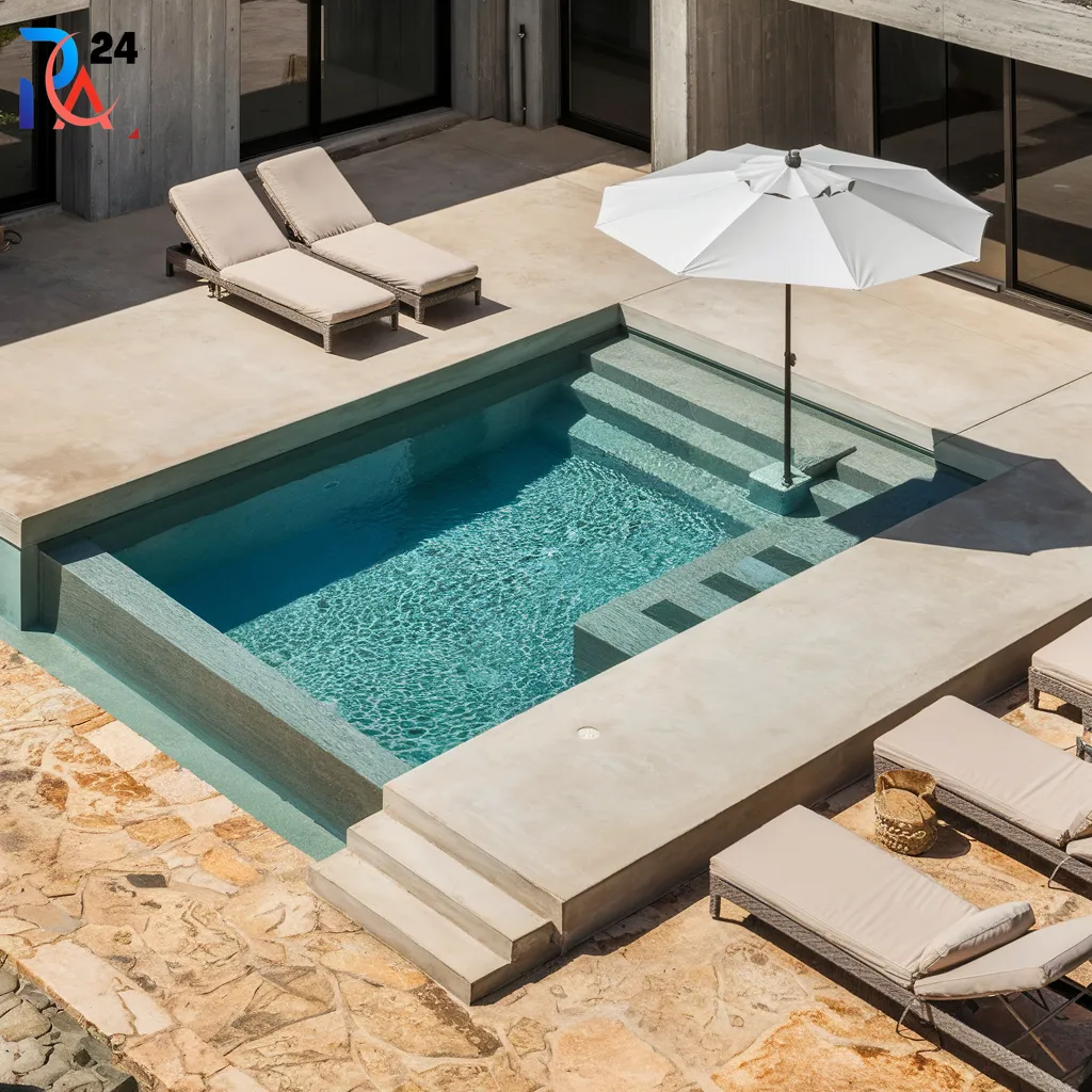 Small Pool Deck with Concrete