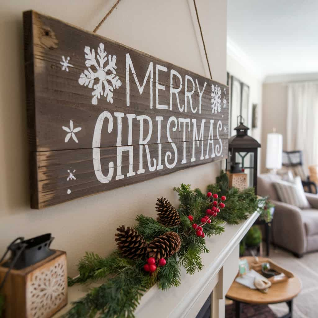 Rustic Christmas decor with Wooden Christmas Signs