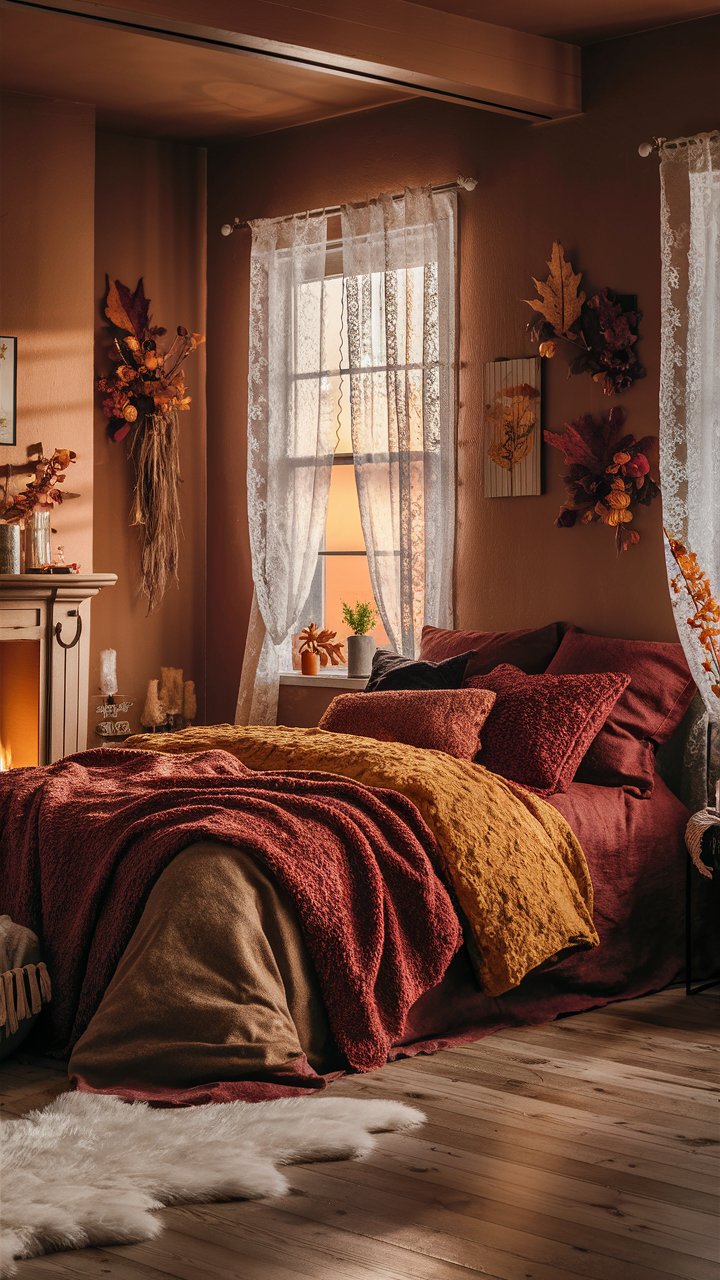 Fall Bedroom Decor Ideas with Warm Color Palette