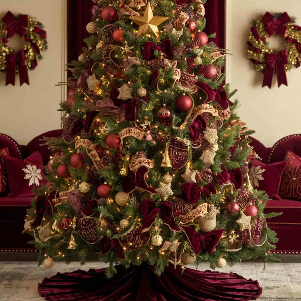 Burgundy and Gold Christmas Tree