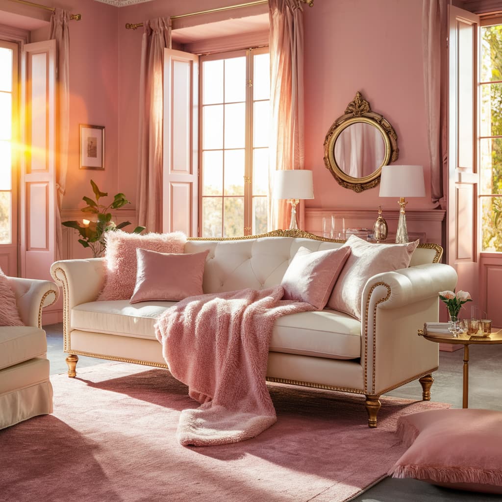 Girly Living Room with Soft Color Palette