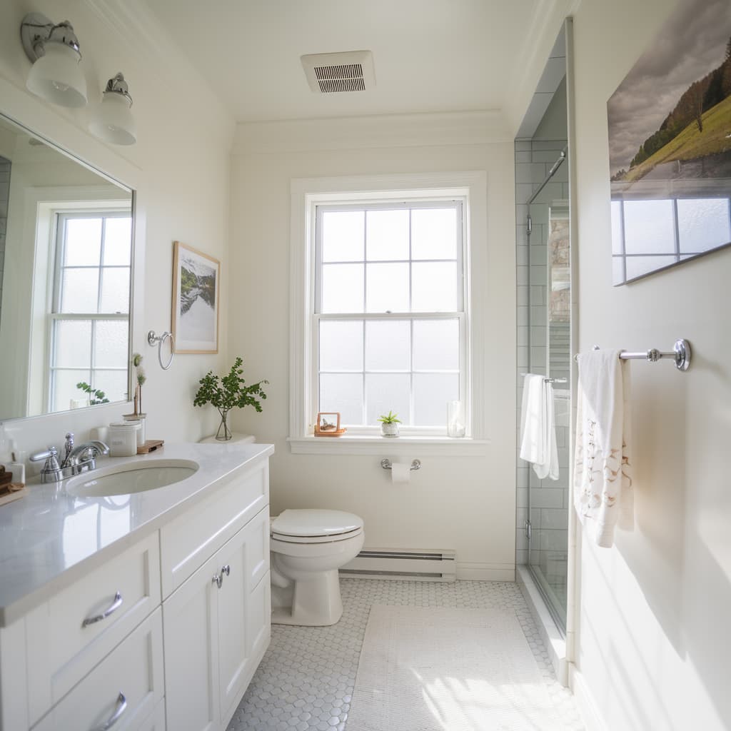 Small Farmhouse Bathroom with Maximize Natural Light