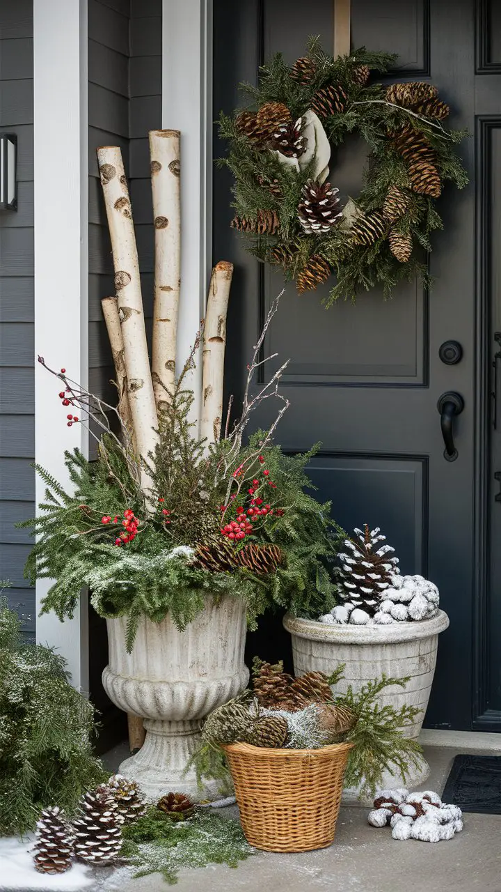 Christmas Porch Decor with Natural Elements