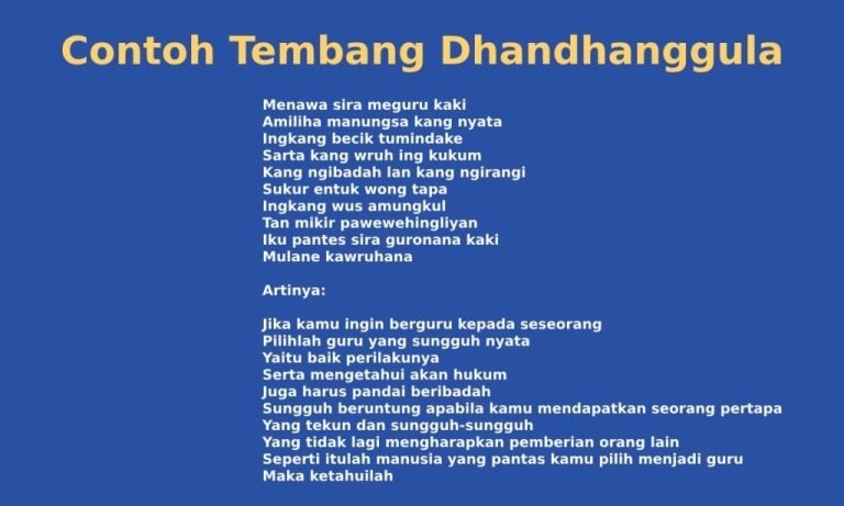 17 Contoh Tembang Dhandhanggula Berbagai Tema dan Artinya