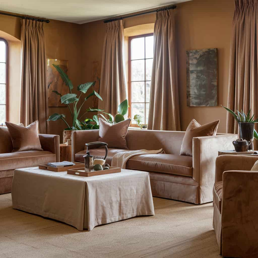 Earth Tone Living Room with Textural Contrast