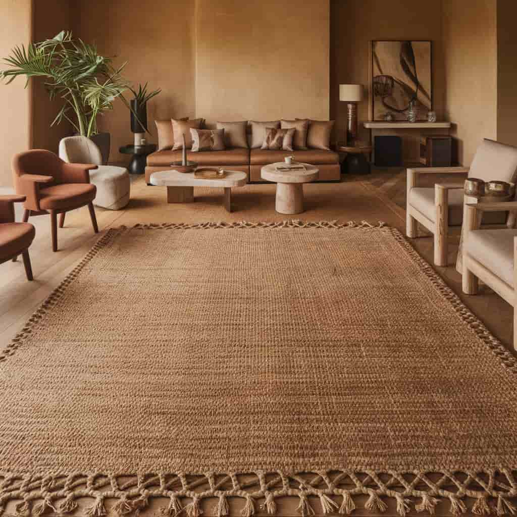 Earth Tone Living Room with Natural Fiber Rugs