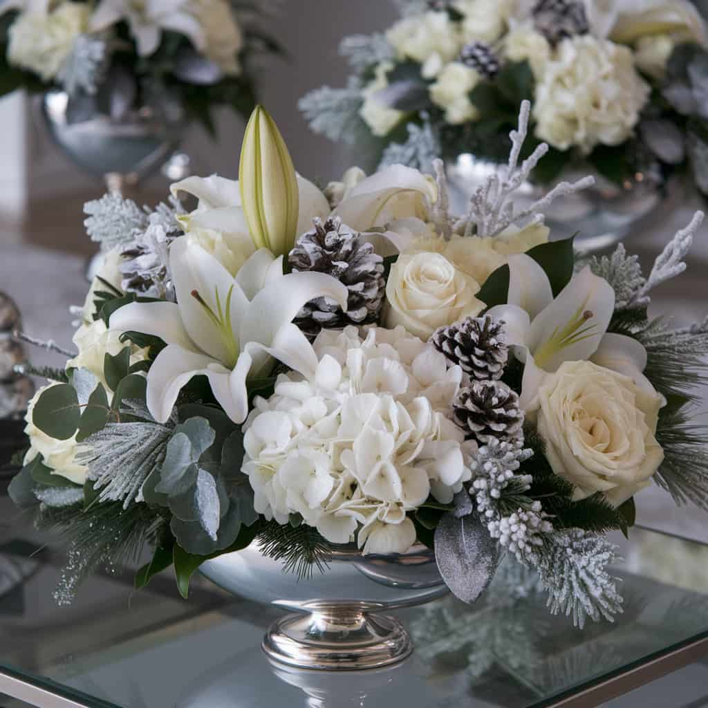 Christmas Flower Arrangements with Winter White Elegance Arrangement