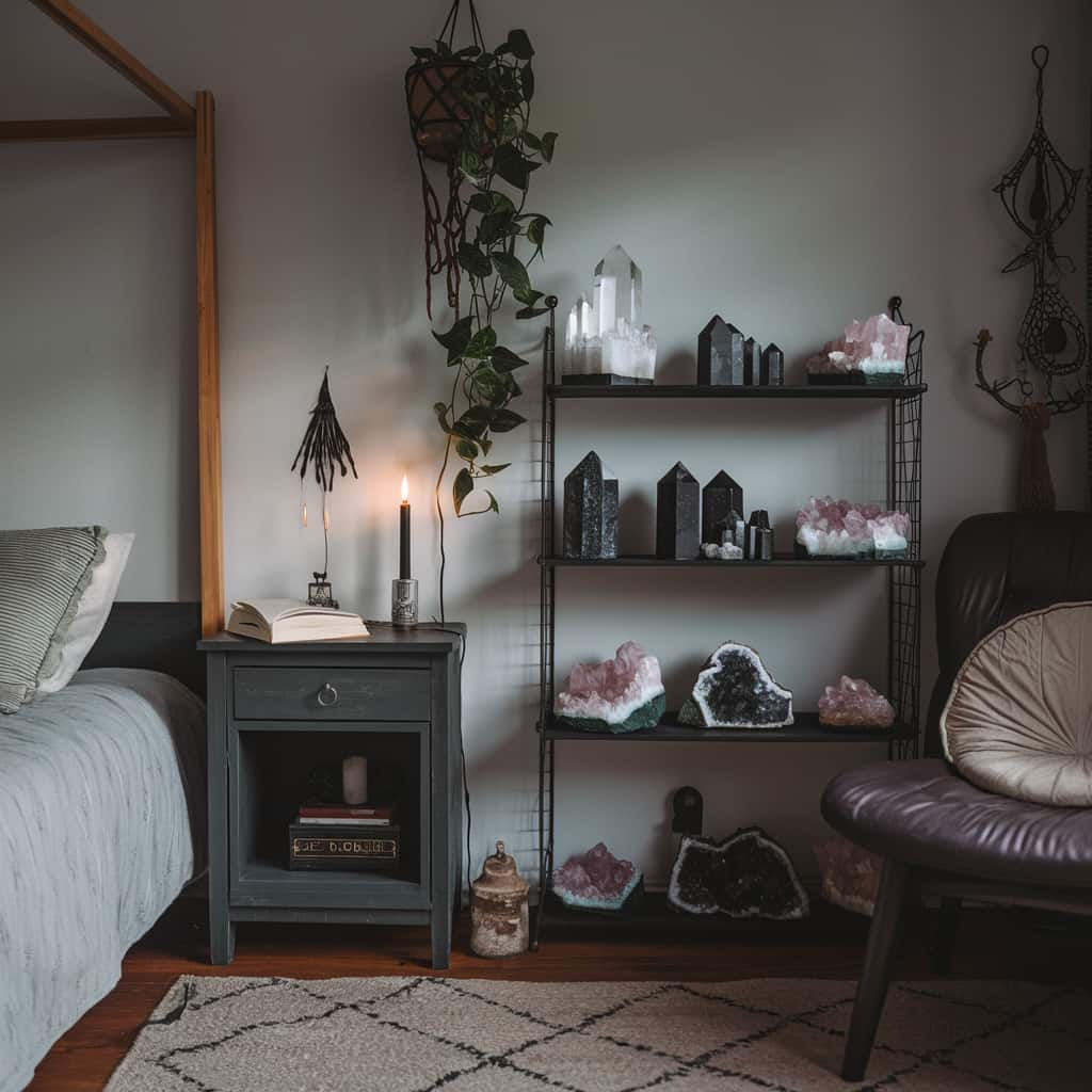 Witchy Bedroom Ideas with Crystal Collections