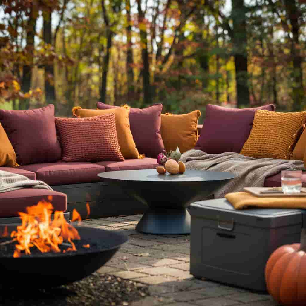 Fall Outdoor Decor with Cozy Seating Areas