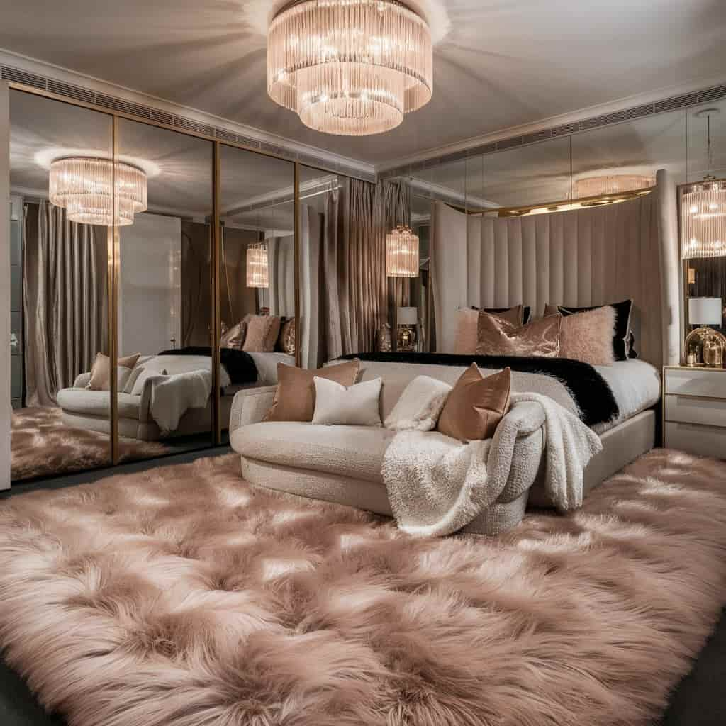 Glam Bedroom Decor with Plush Area Rug