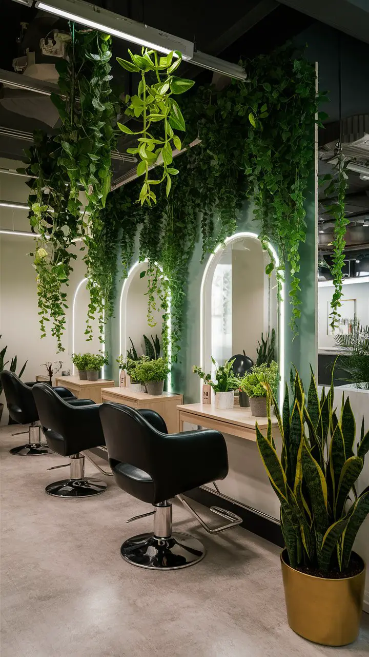 Hair Studio Decor with Greenery