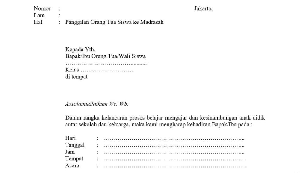 5 Contoh Surat Panggilan Orang Tua Siswa Bermasalah, Tinggal Edit!