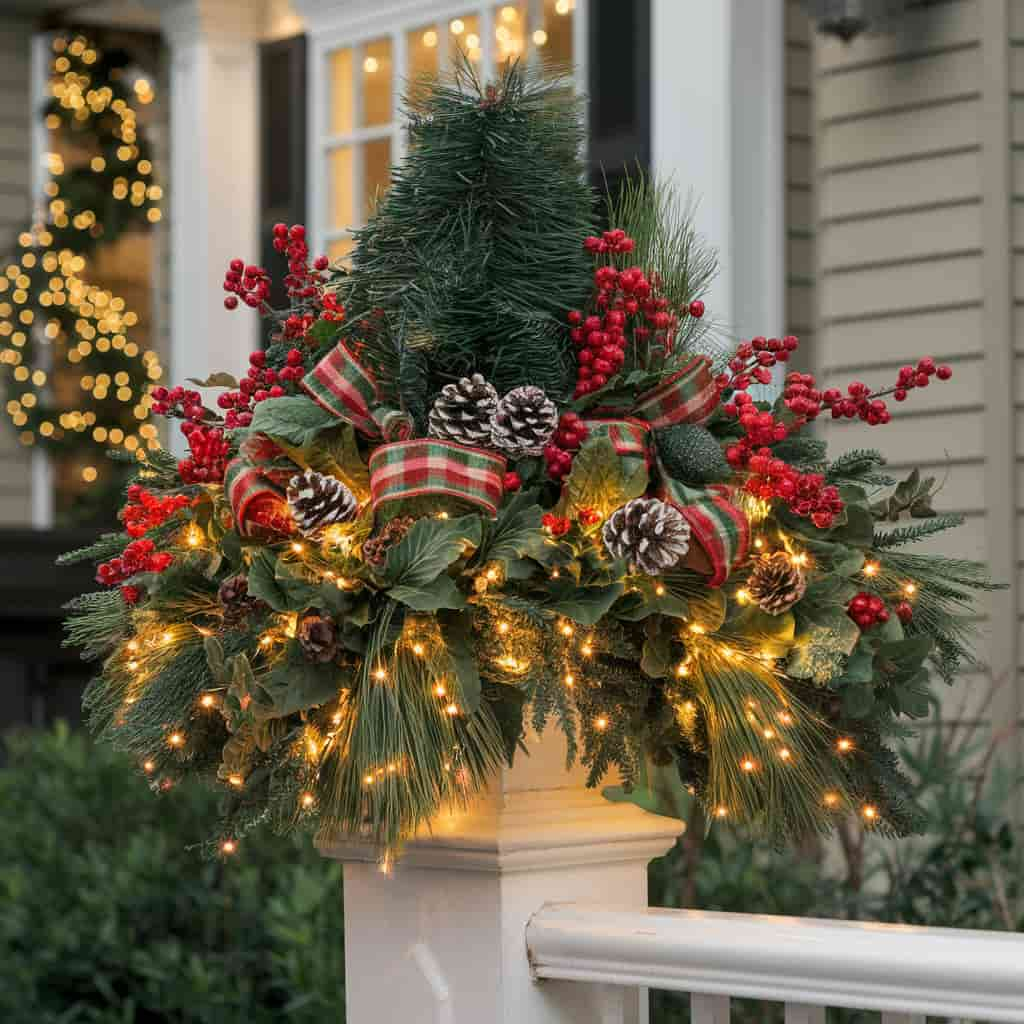 Outdoor Christmas Planters with Classic Evergreen Planters 