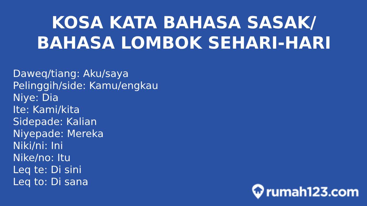 kosa kata bahasa lombok sehari hari