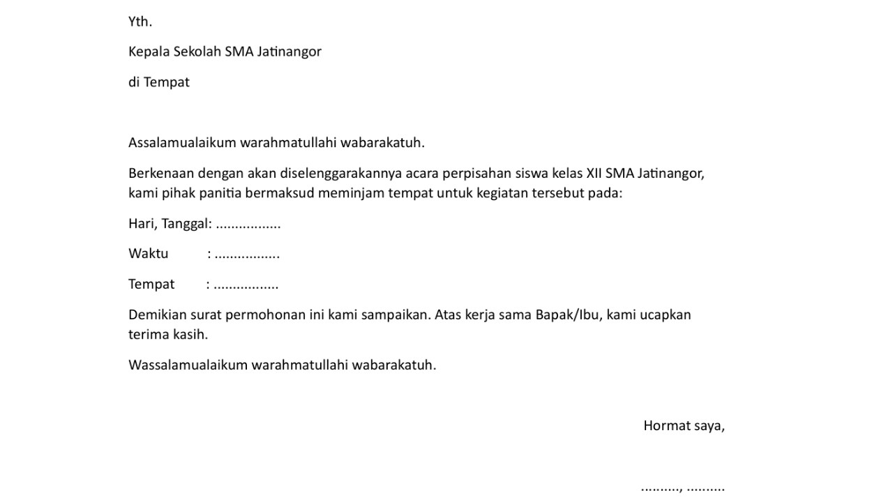 contoh surat peminjaman gedung