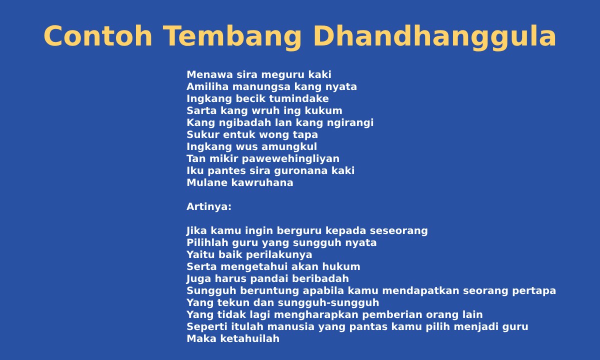 contoh tembang dhandhanggula