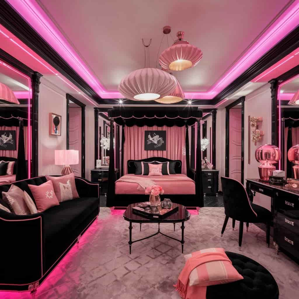 Furniture with Pink Lighting