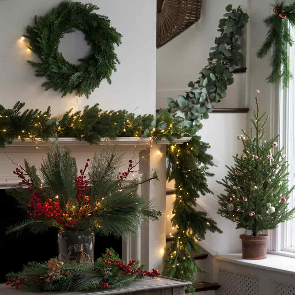 Winter Home Decor with Evergreen Touches