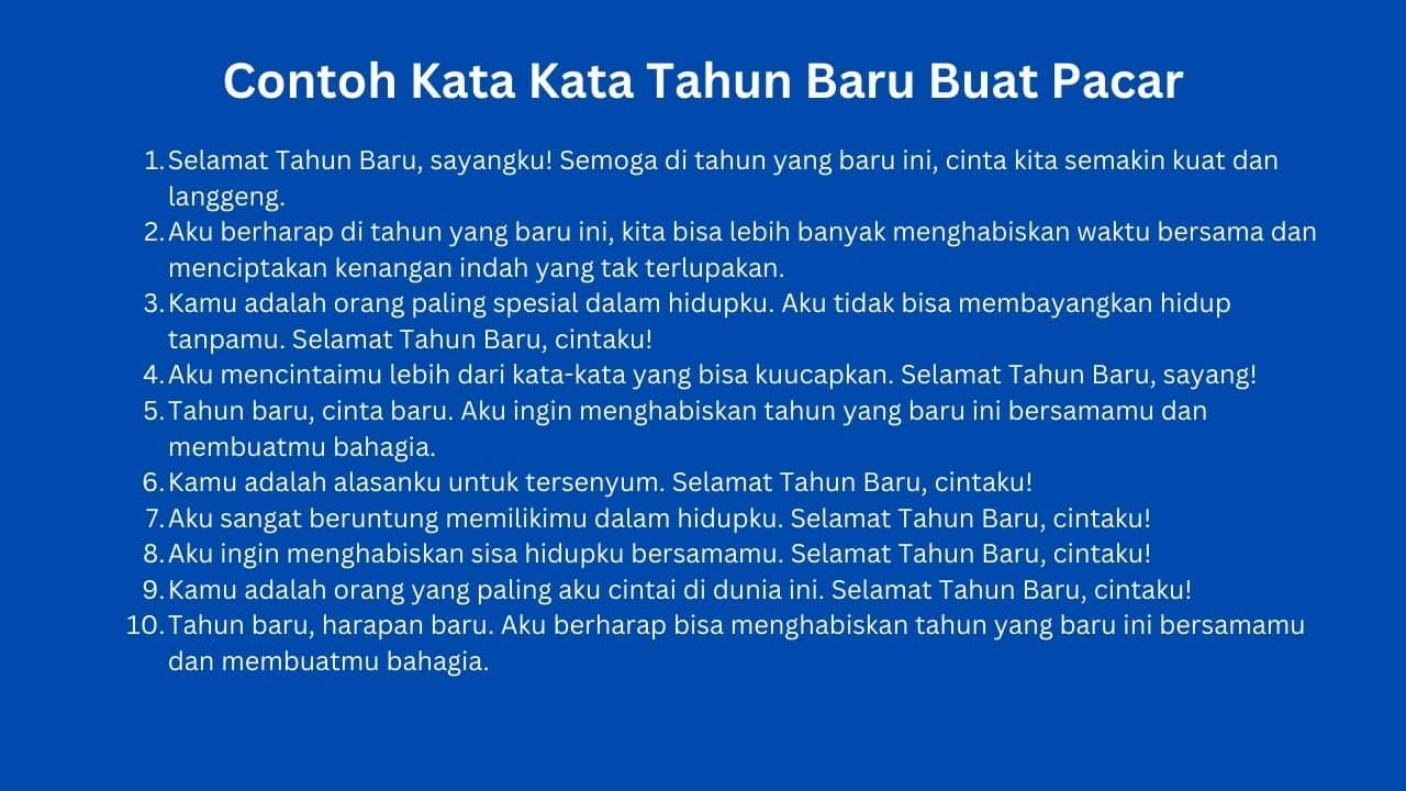 Contoh Kata Kata Tahun Baru Buat Pacar