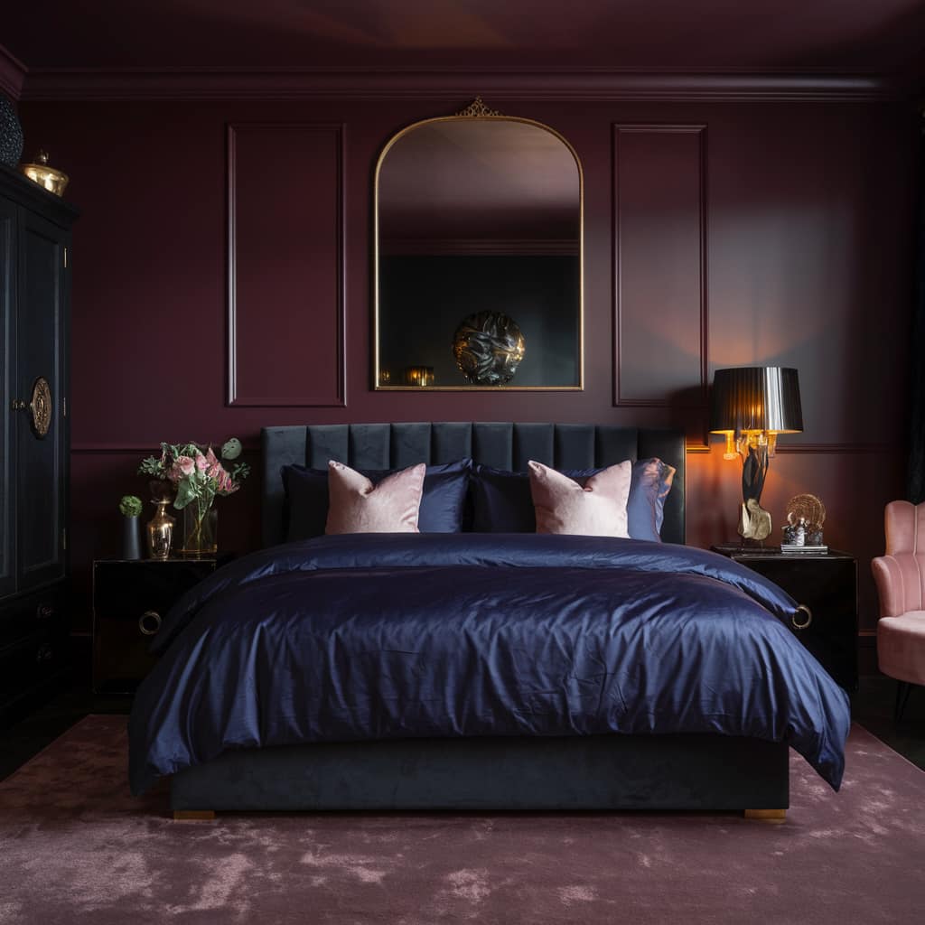 Dark Feminine Bedroom with Moody Color Palette