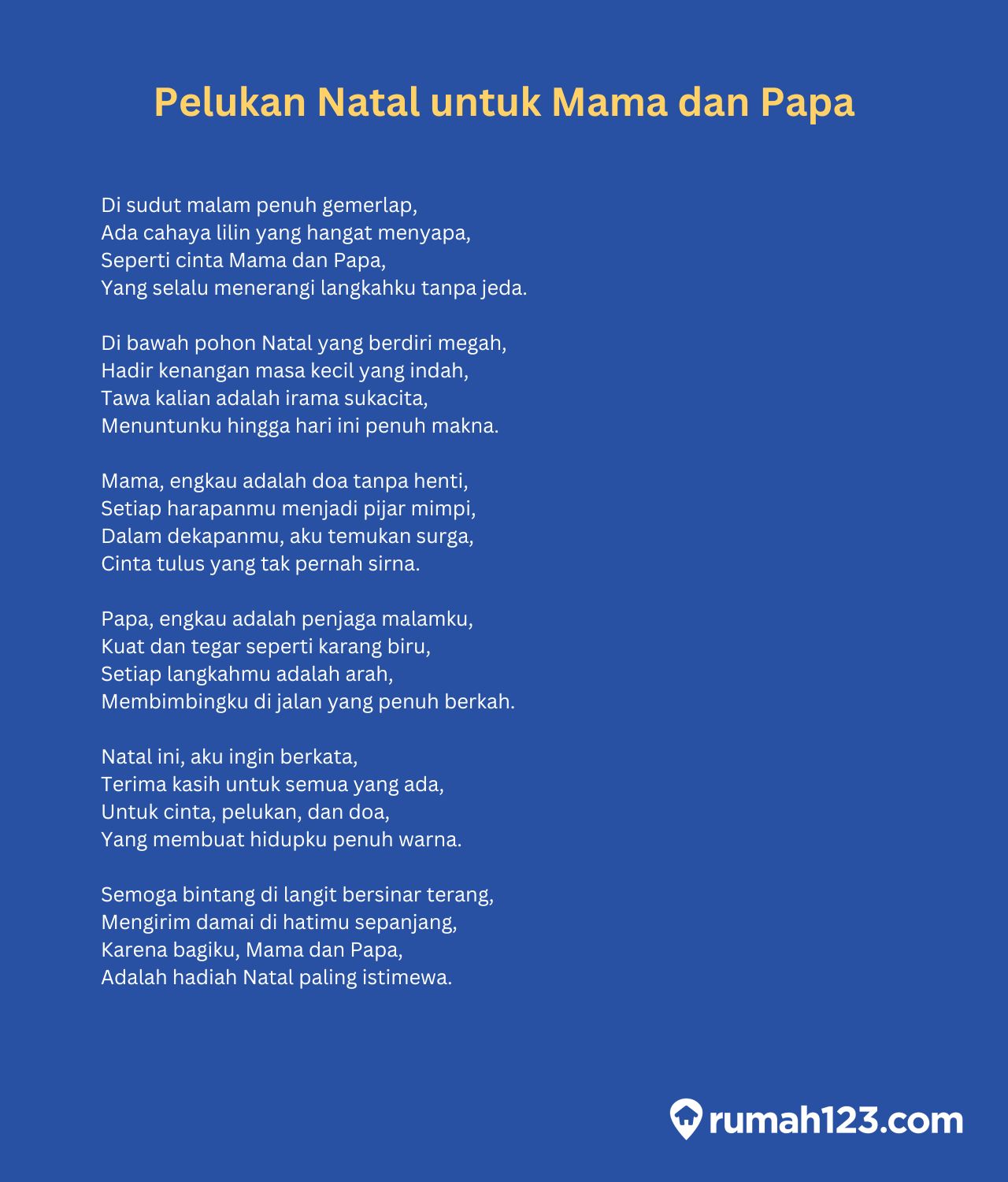 puisi natal untuk mama dan papa menyentuh hati