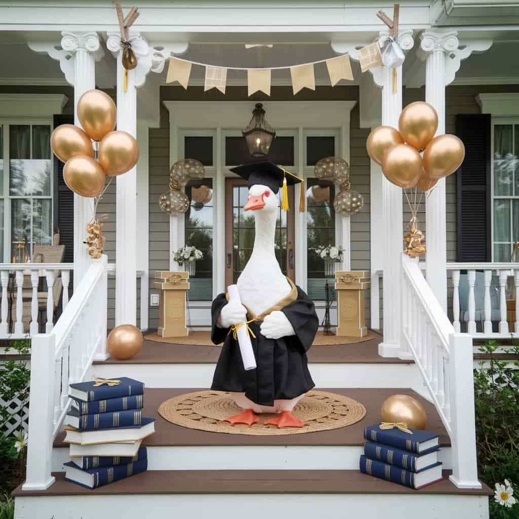 Porch with Graduation Goose