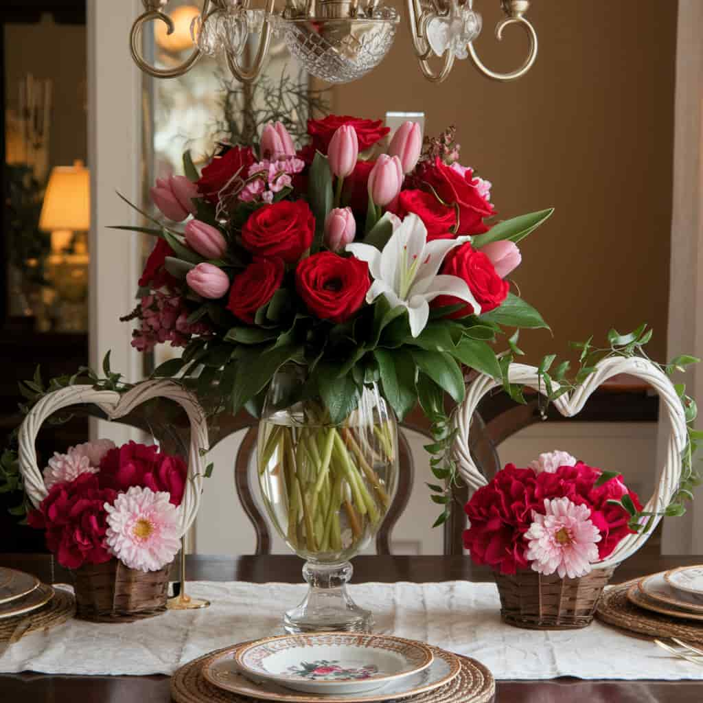 Valentine's Home Decor Ideas with Floral Arrangements