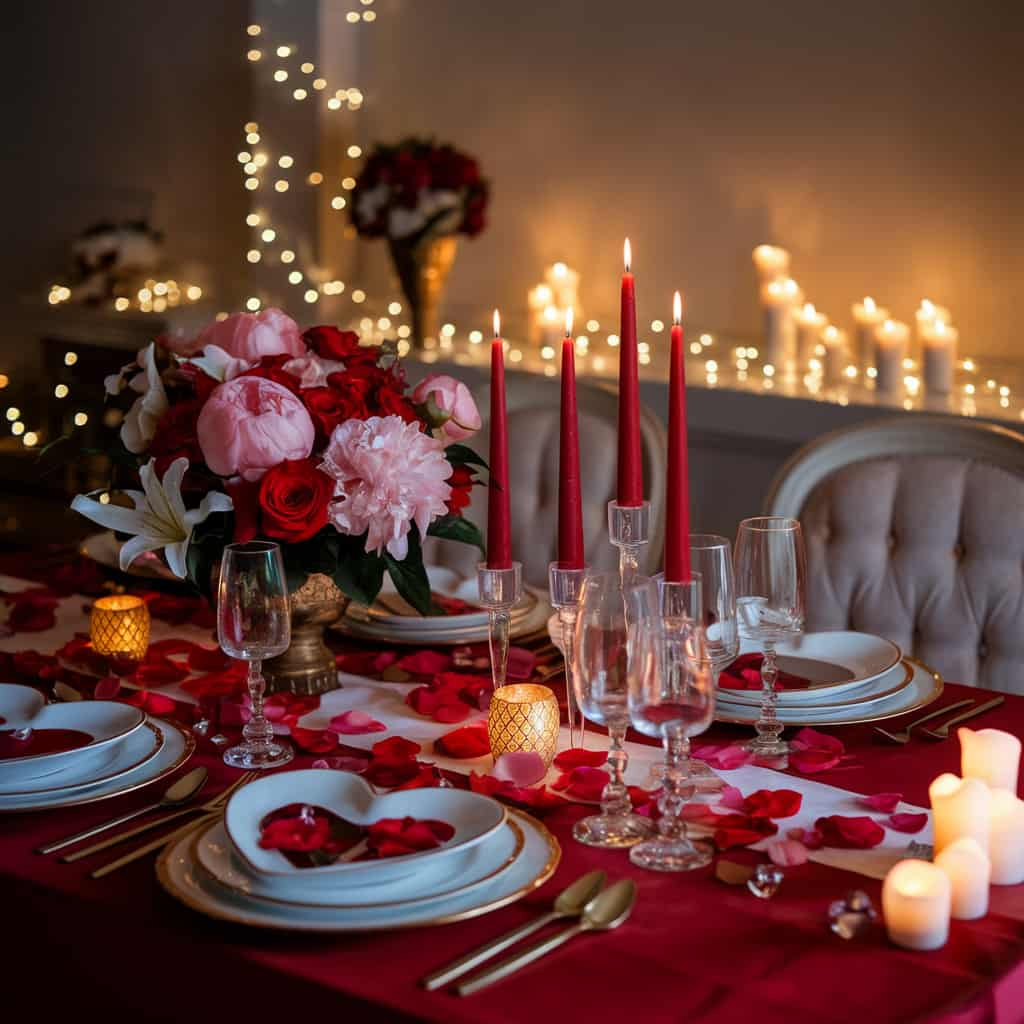 Valentine's Home Decor with Romantic Table Setting