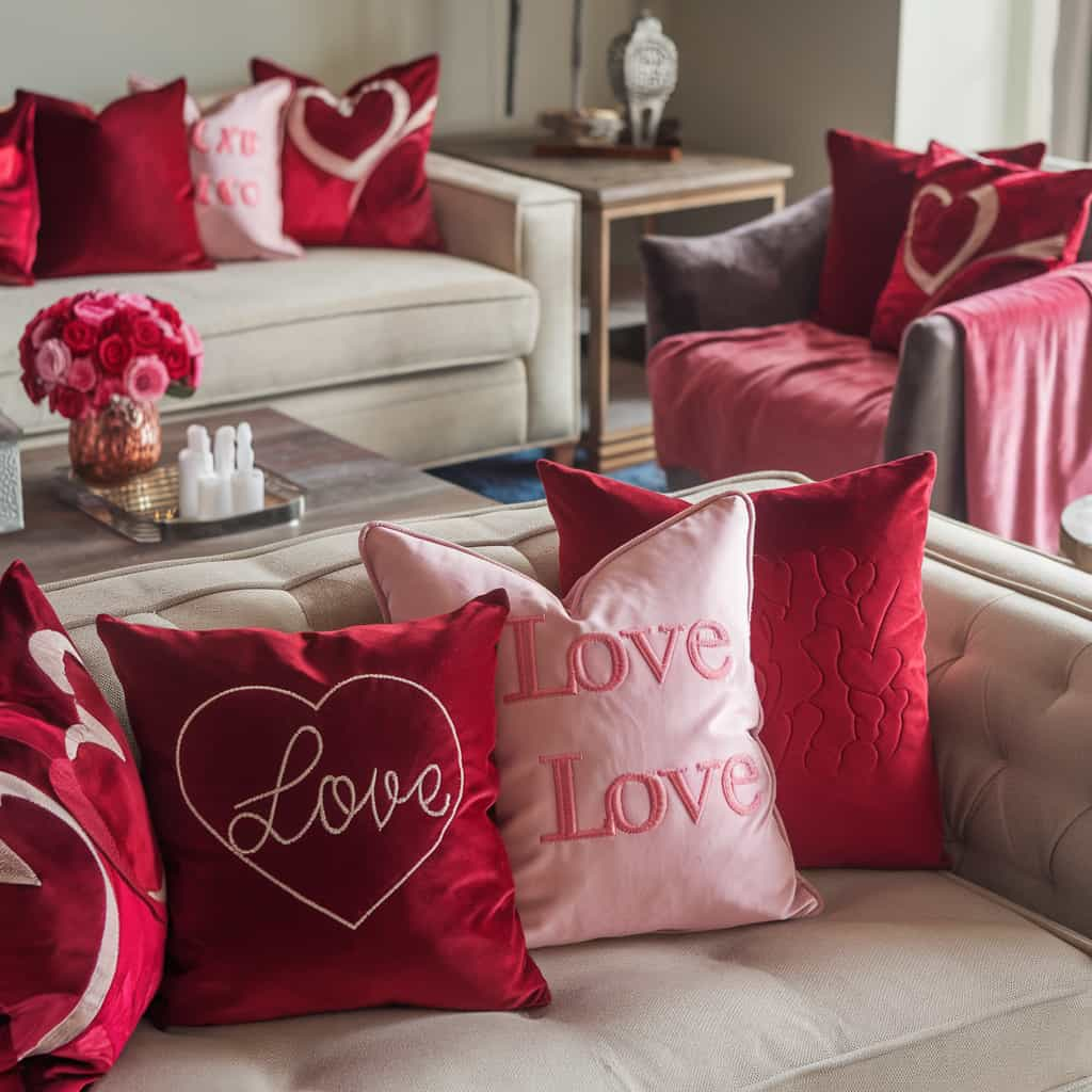 Red and Pink Throw Pillows