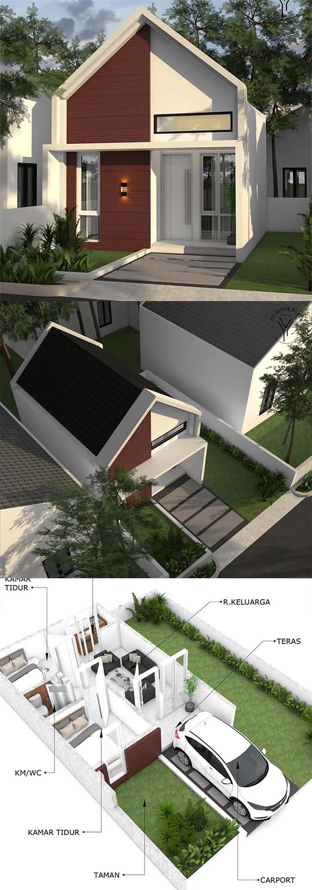 Eksterior rumah tipe 36 dengan carport