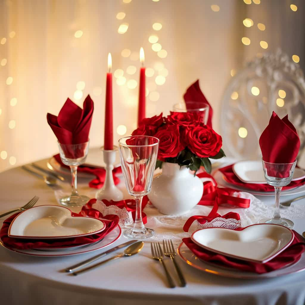 Valentine's Table Decor Ideas with Classic Red and White Theme