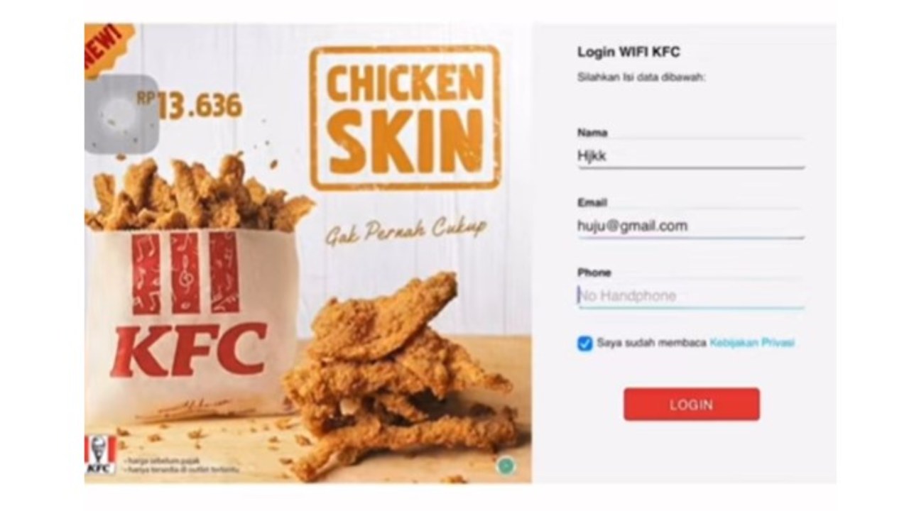 password wifi kfc