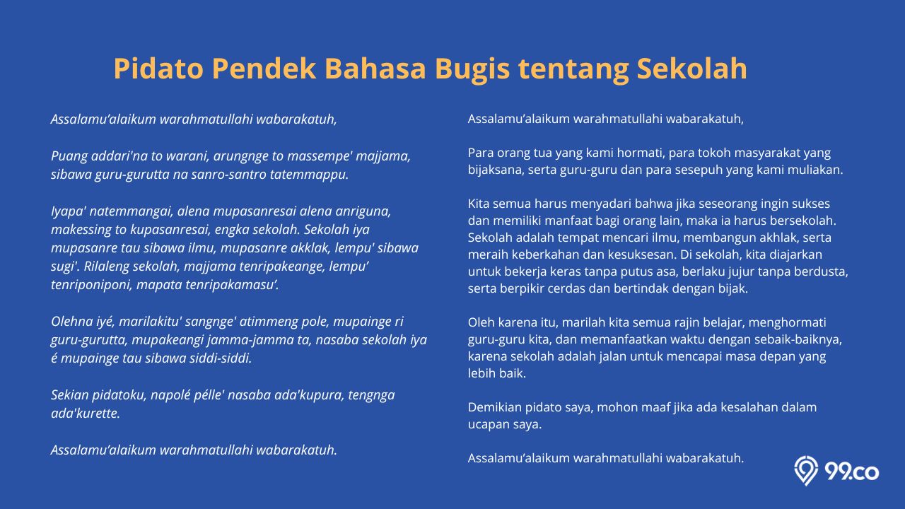 pidato bahasa bugis yang pendek tentang sekolah